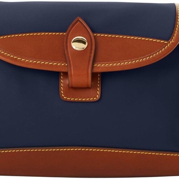Dooney & Bourke Wayfarer Camden Navy and Brown Nylon Flap Crossbody Bag - Picture 4 of 6